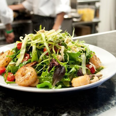 Grilled shrimp salad, M Bistro & Wine Bar Owner and Chef Michael Hall, Rocketts Landing, Richmond, Virginia